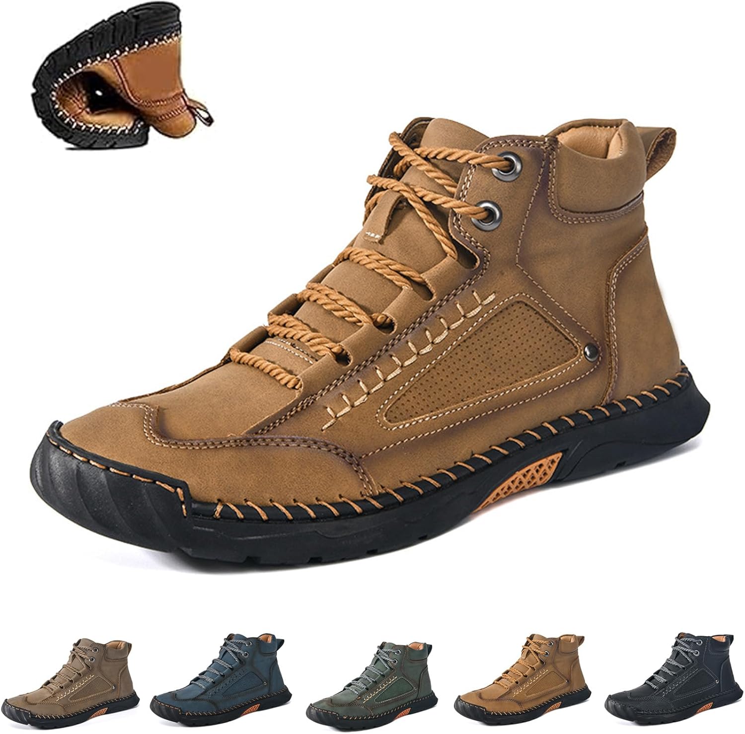 

Мужские ортопедические туфли, удобные ручной работы кожаные ботинки, повседневные высокие челси слипоны Ghtrhsb, коричневый