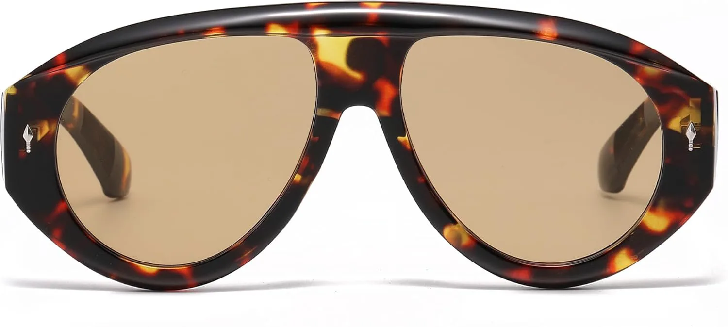 

Модные солнцезащитные очки-авиаторы VANLINKER большого размера в стиле ретро-винтаж для женщин и мужчин, дизайнерская модель VL9936, Tortosie Frame Brown Lens