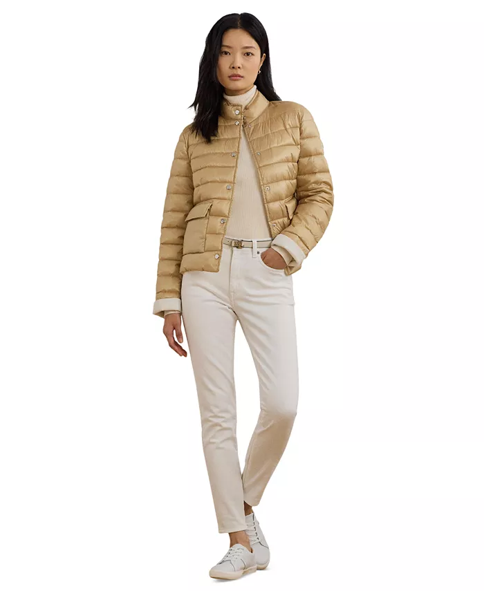 

Женское складное пальто со стойкой и застежкой на кнопки Lauren Ralph Lauren, коричневый/бежевый