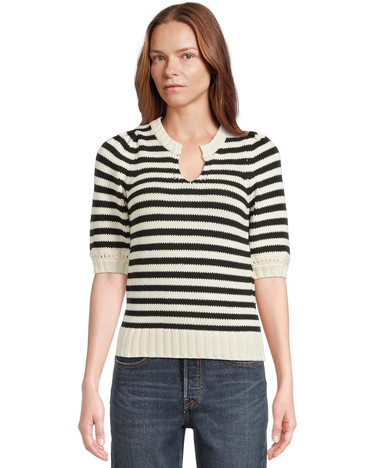 

Свитер Michael Stars Rosanna Striped Puff Sleeve Sweater, черный