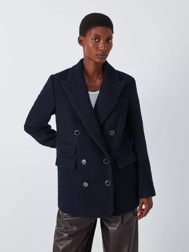 

Блейзер John Lewis Boucle Wool Blend Double Breasted, цвет deep sapphire navy