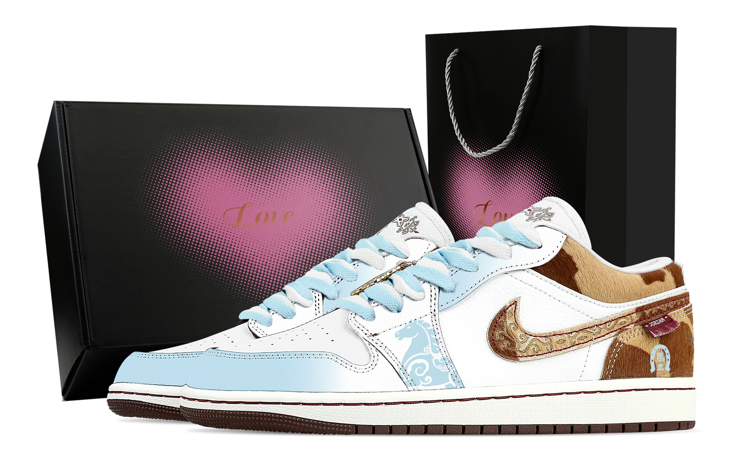 

Кроссовки Air 1 Swift Journey Cyan Cloud, Heart Box, устойчивые к истиранию, низкие, винтажные, мужские Jordan, белый синий