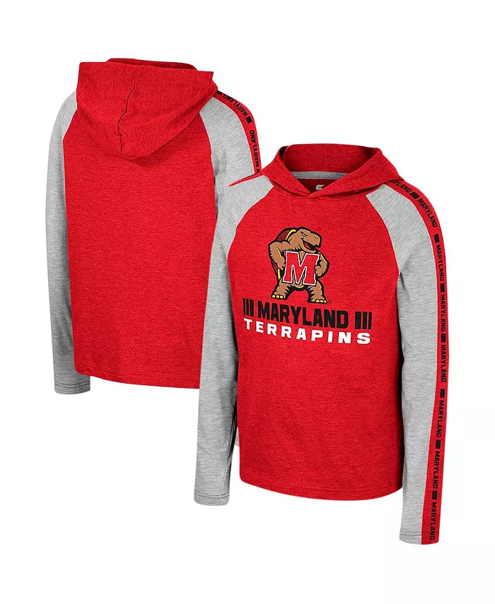 

Футболка с капюшоном и длинными рукавами Big Boys Red Maryland Terrapins Ned Raglan Colosseum