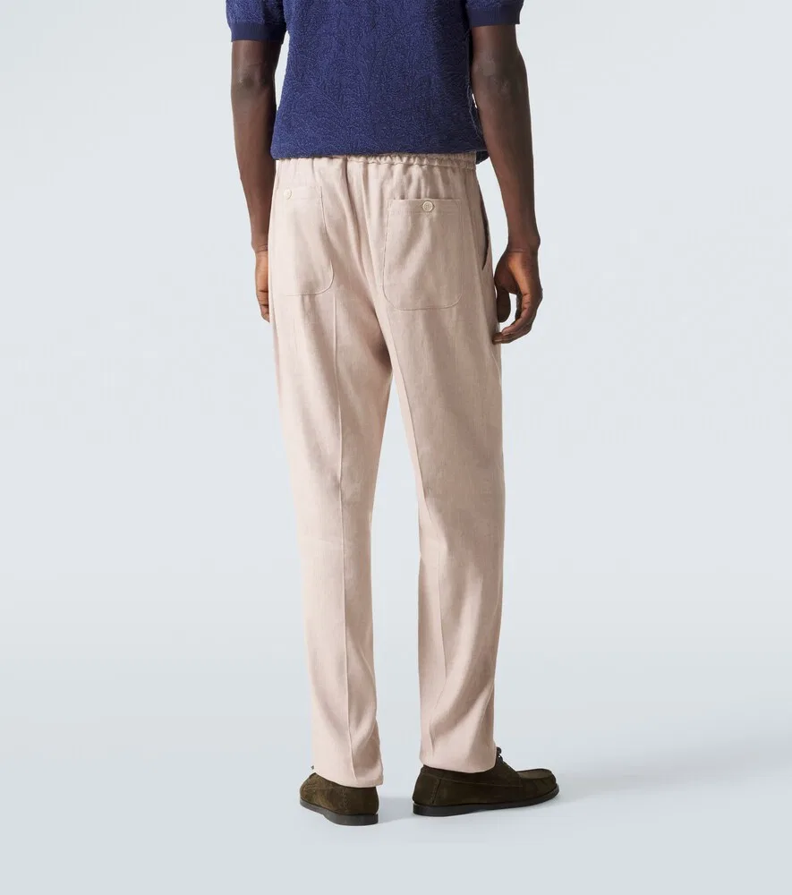 Спортивные штаны из льняной смеси Etro, бежевый — фото 4