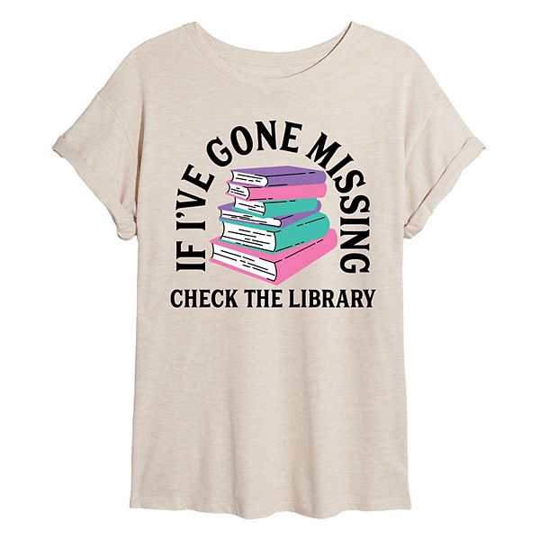 

Футболка Juniors if i've gone missing, check the library oversized Licensed Character, Beige