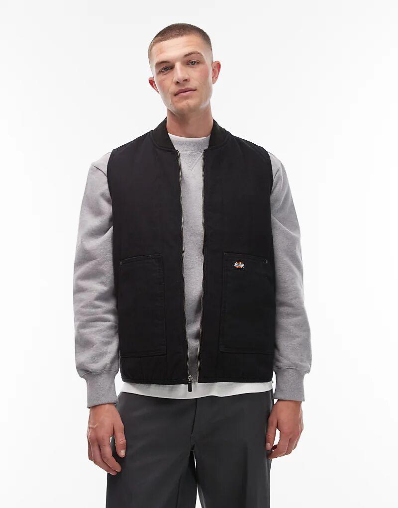 

Стеганый холщовый жилет Dickies черного цвета