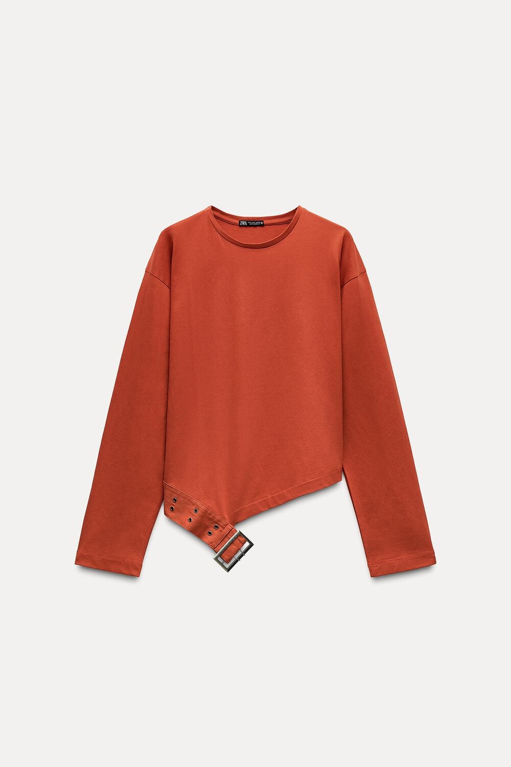 

Комбинированный топ с пряжкой ZARA, цвет brick