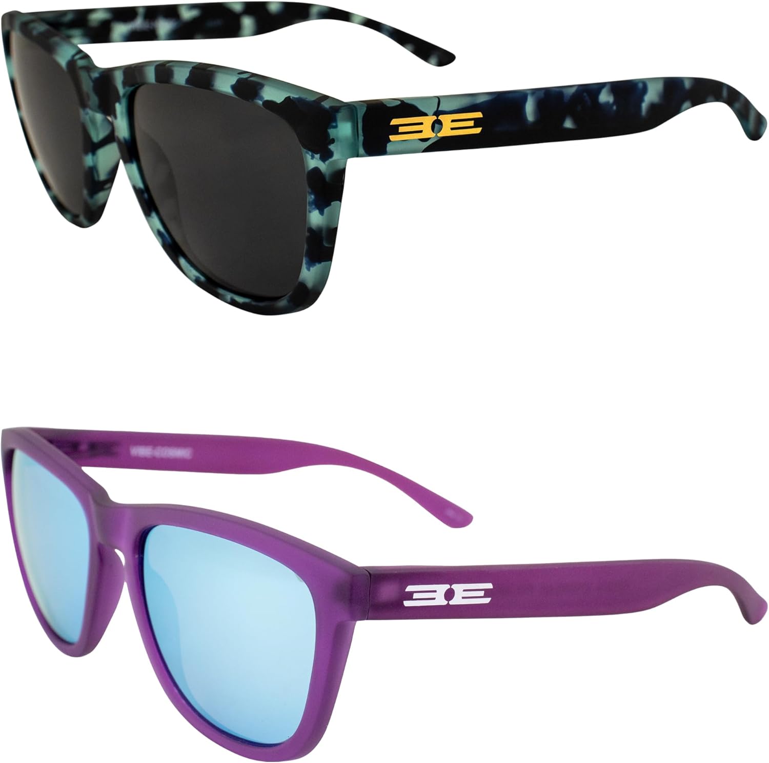 

Солнцезащитные очки Epoch Eyewear Vibe с поляризацией, женские и мужские, 2 пары: синие полупрозрачные с зеркальными линзами и фиолетовые с синими зеркальными линзами, Demi-smoke/Purple-blue
