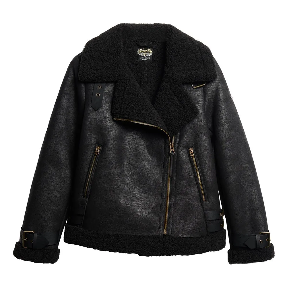 

Куртка Superdry Faux Shearling Aviator, черный