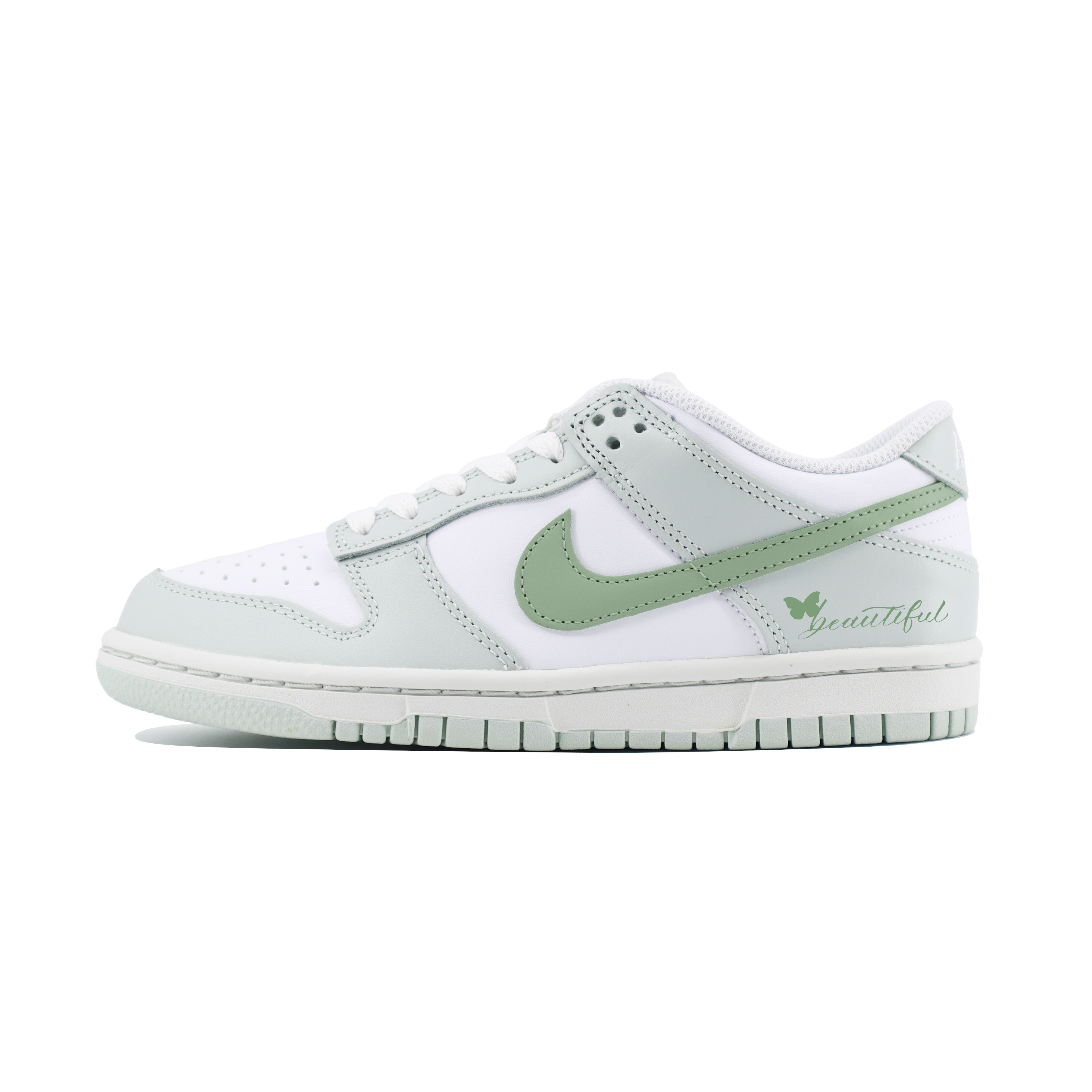 

Dunk LOW Противоскользящие износостойкие низкие кроссовки для скейтбординга для детей и подростков Nike, белый/зеленый