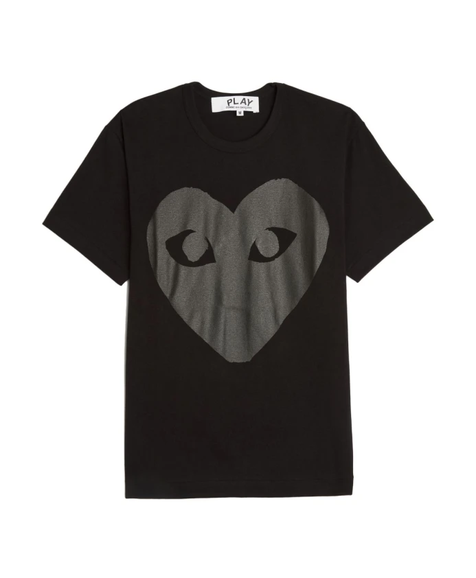 

Хлопковая футболка с принтом в виде сердечек, черная Comme Des Garã§Ons Play, черный