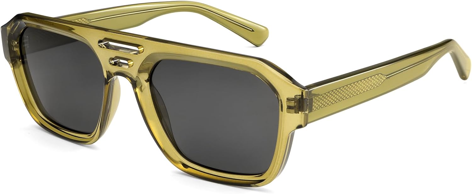 

Двусторонние солнцезащитные очки DG518 с толстыми квадратными линзами, модные поляризованные, мужские солнцезащитные очки из ацетатного волокна, модель 2025 (зеленый) Dollger, Green