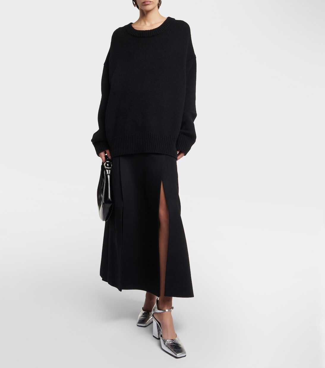 Кожаные туфли с эффектом металлик quad Proenza Schouler, серебро — фото 2