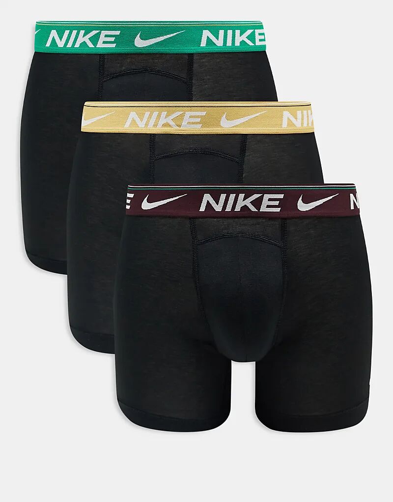 

Nike – Dri-FIT Ultra Comfort – 3 пары трусов-боксеров с цветным поясом в зеленом/золотом/бордовом цвете