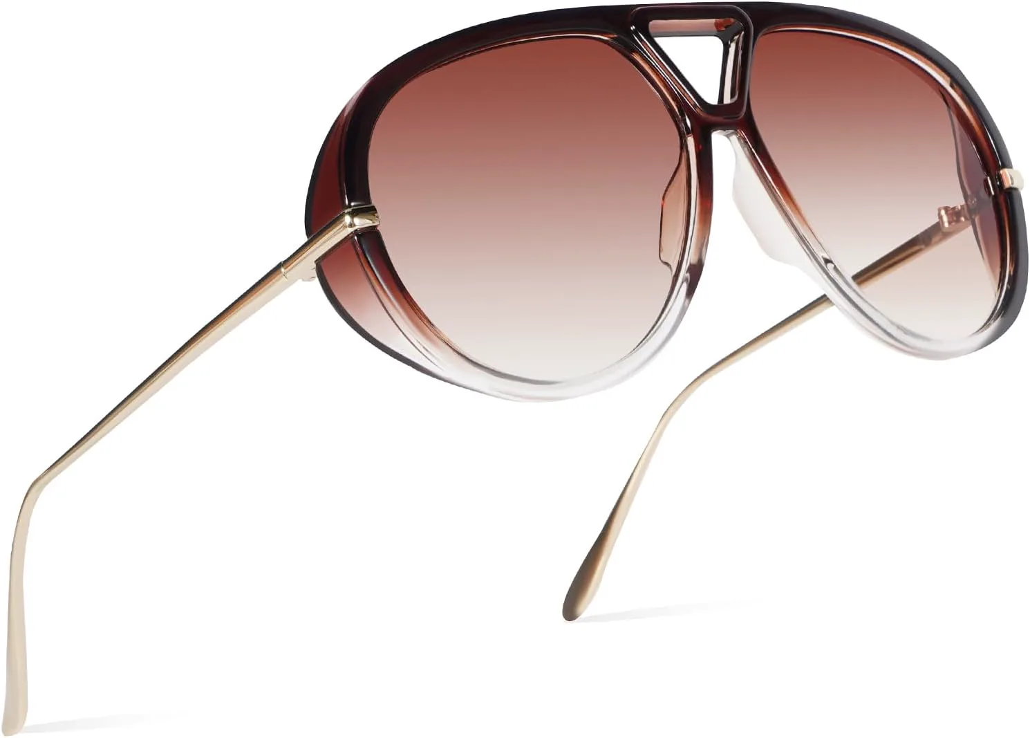 

Большие солнцезащитные очки-авиаторы в стиле ретро-винтаж для женщин и мужчин. Модные большие круглые солнцезащитные очки-щит Rtuerfik, Brown Gradient/Brown Gradient