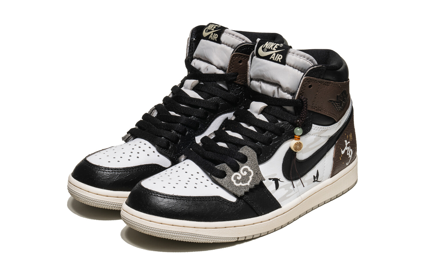 Кроссовки Air Jordan 1 Vintage Basketball Shoes Men High-top Black, коричневый — фото 3