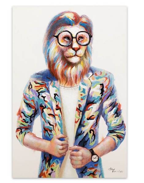

Акриловая картина ручной работы KUNSTLOFT Hipster Lion, многоцветный