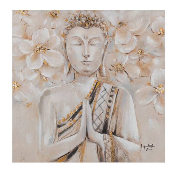 

Акриловая картина ручной работы KUNSTLOFT Blooming Well-Being цвет beige/weiß