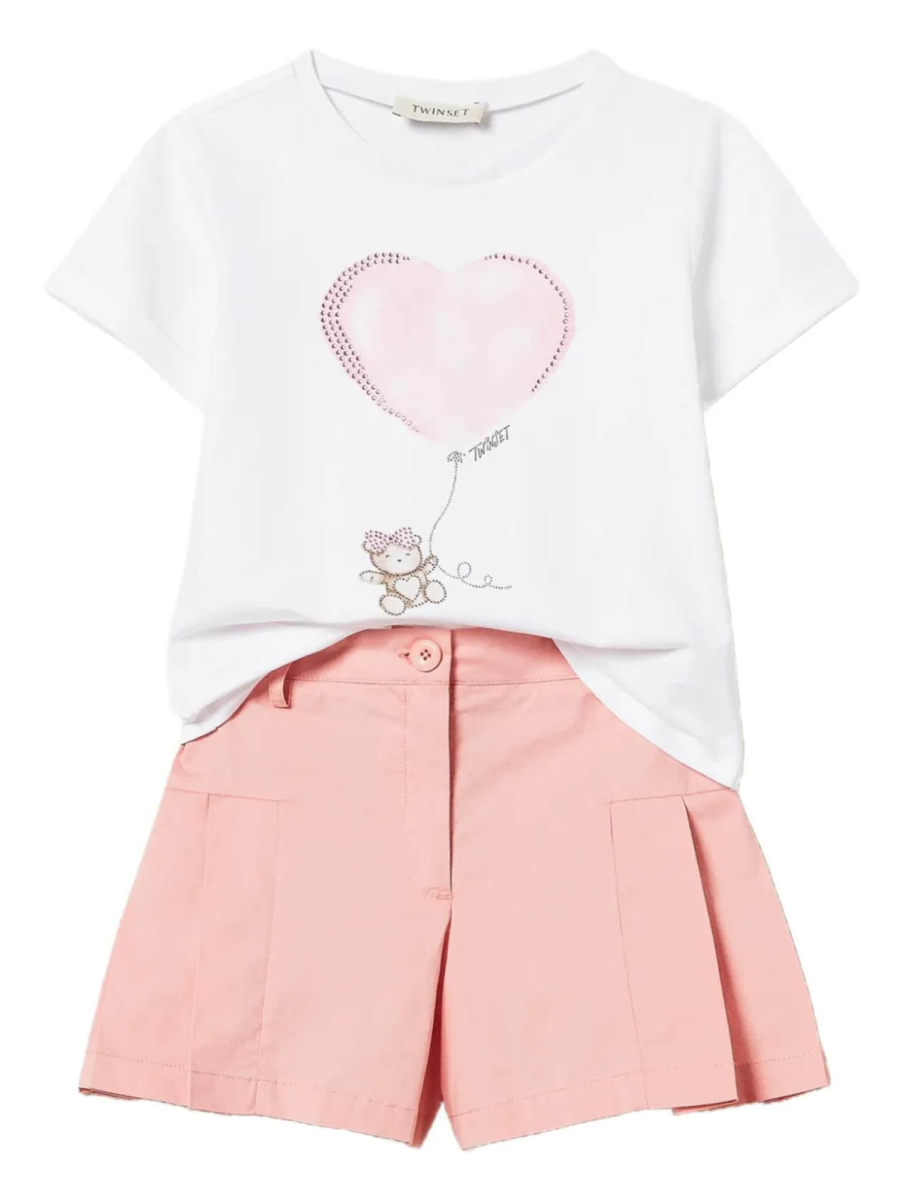 

Комплект из хлопка с короткими рукавами TWINSET Kids, белый