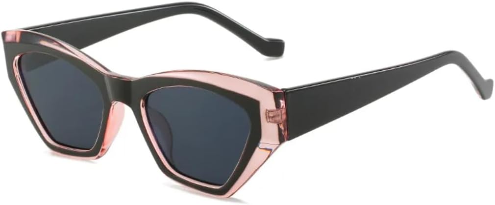 

Популярные модные солнцезащитные очки в форме многоугольника неправильной формы «кошачий глаз» для женщин, в стиле ретро, ​​двухцветные, с защитой от УФ-излучения UV400, для мужчин UATXTAU, Black Pink Grey