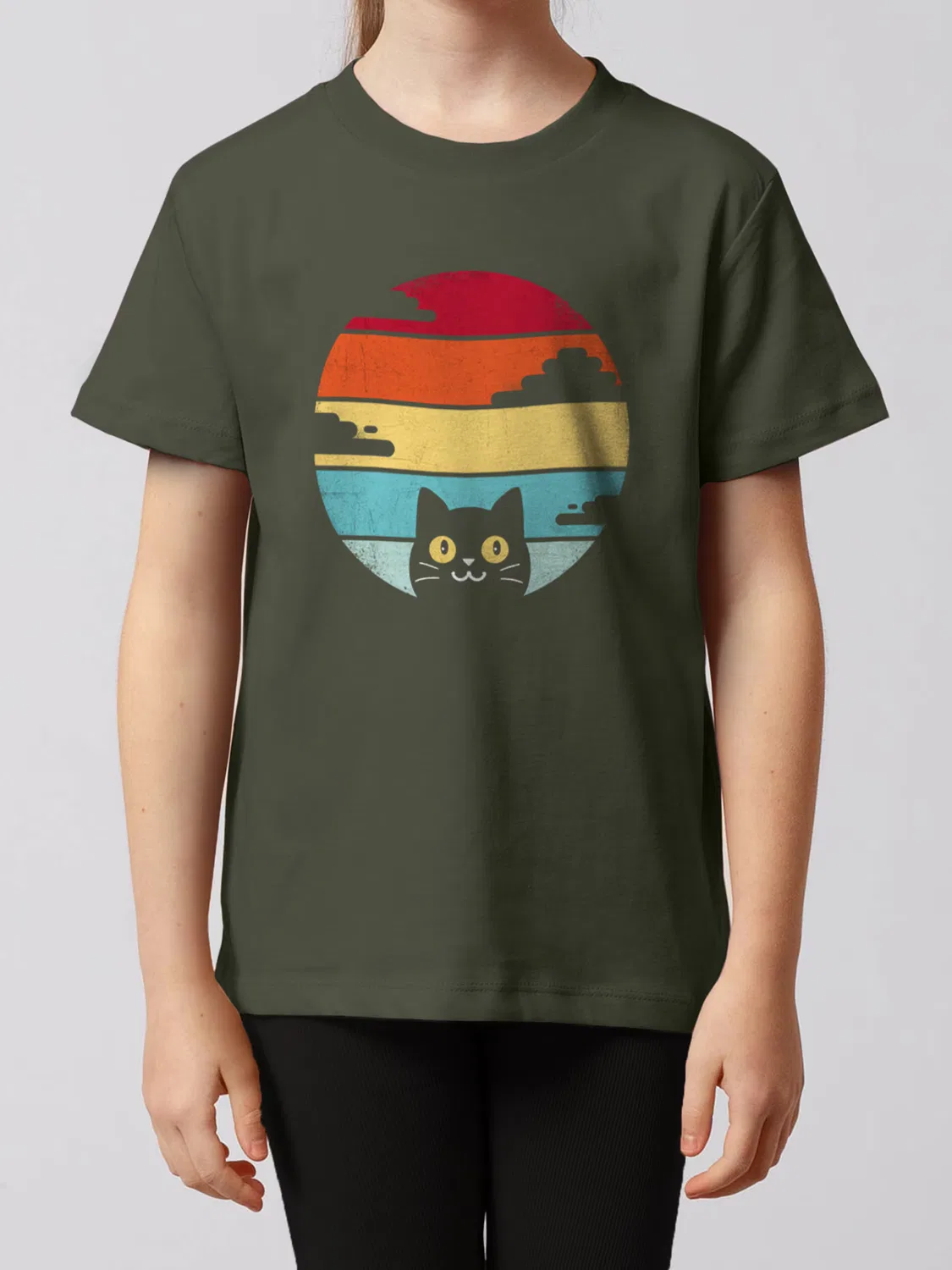 Футболка 'Retro Sunset Cat' Watabout.Kids, Khaki — фото 2