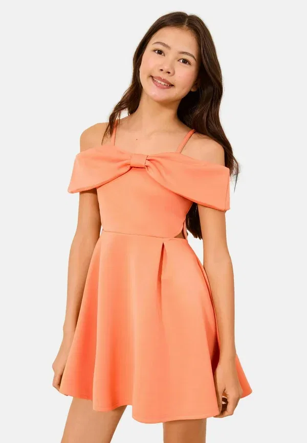 Платье Regular fit bow scuba cut out dress Lipsy, кораллово-розовый — фото 2