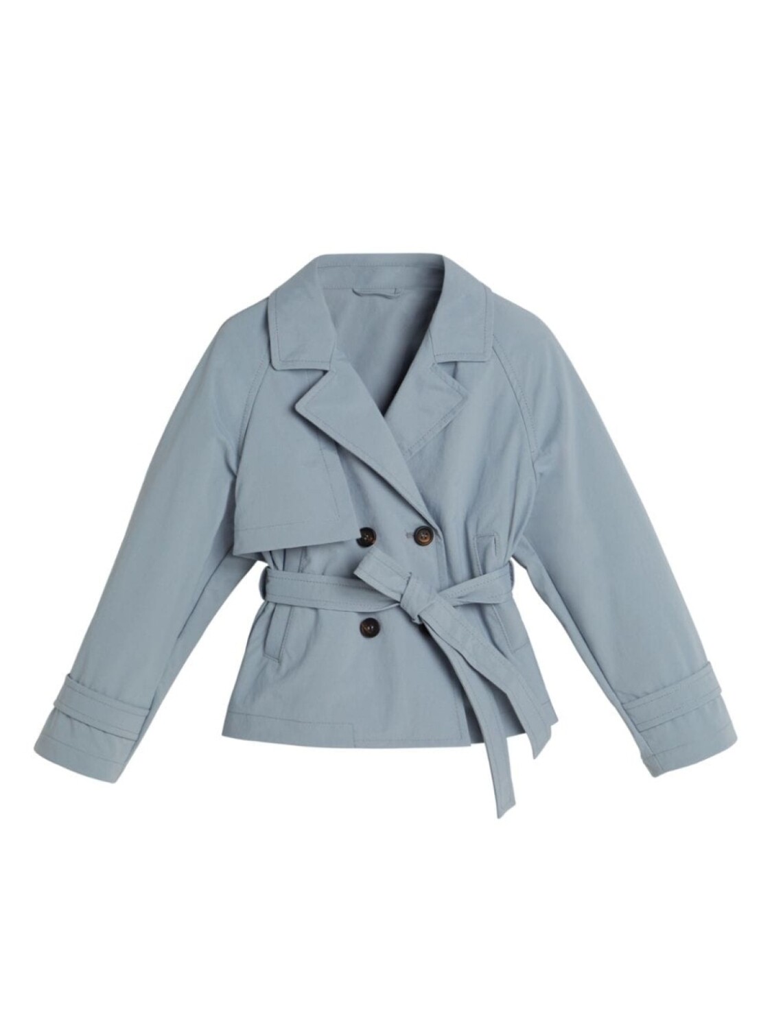 

Пальто двубортное с поясом Brunello Cucinelli Kids, синий