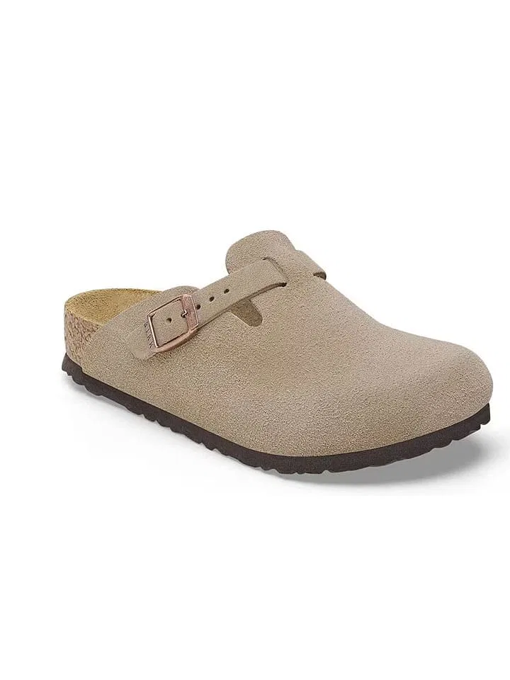 Клоги Boston из кожи тауп Birkenstock