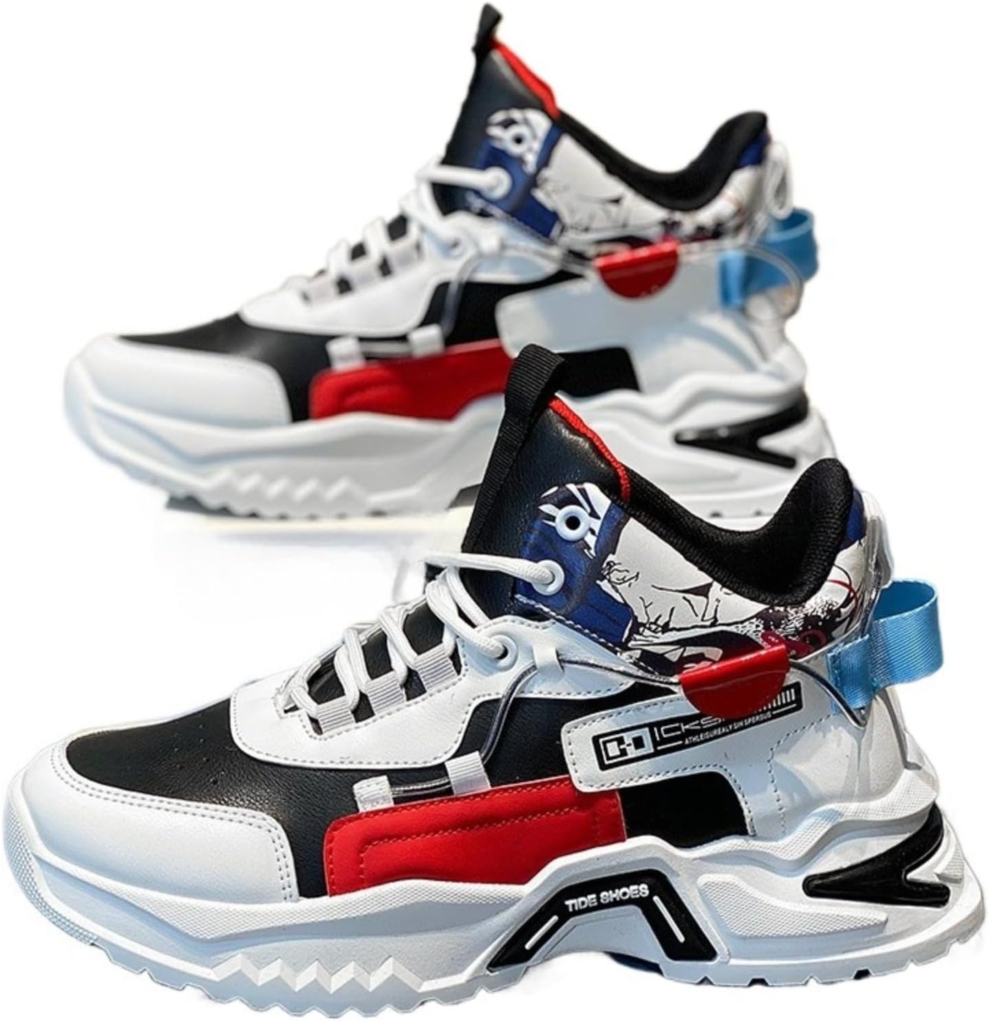 

Мужские кроссовки на платформе, увеличивающие рост, обувь в стиле «папа», высокие спортивные туфли, повседневная беговая обувь с толстой подошвой, на шнуровке, модные Azttoztto, белый/черный