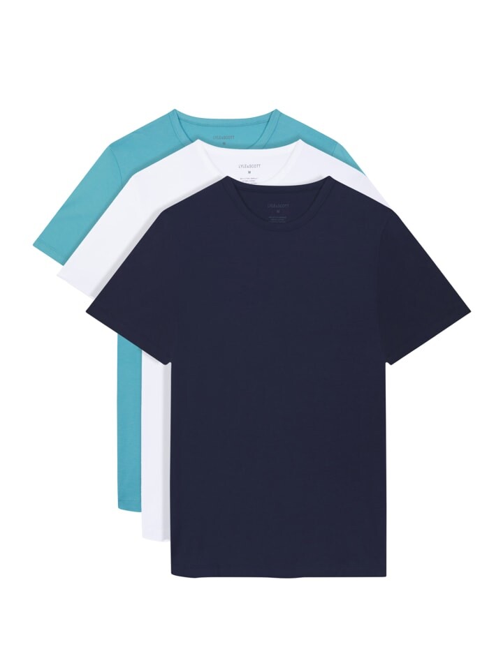 

Футболка Lyle & Scott T-Shirt 3Er-Set, цвет Knallblau/Weiß/Blau