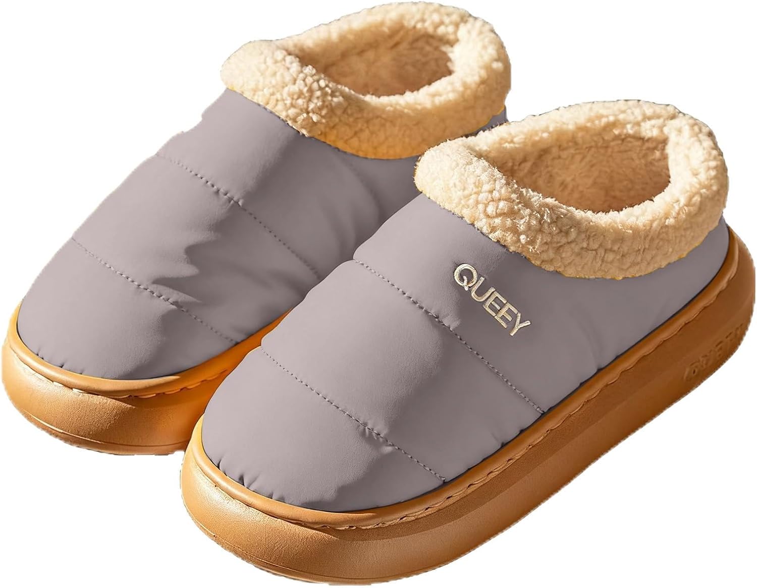 

Пуховые тапочки для женщин и мужчин, теплые, мягкие, на флисовой подкладке, удобные, без застежек, домашние тапочки с эффектом памяти, на платформе, для дома и улицы Generic, серый