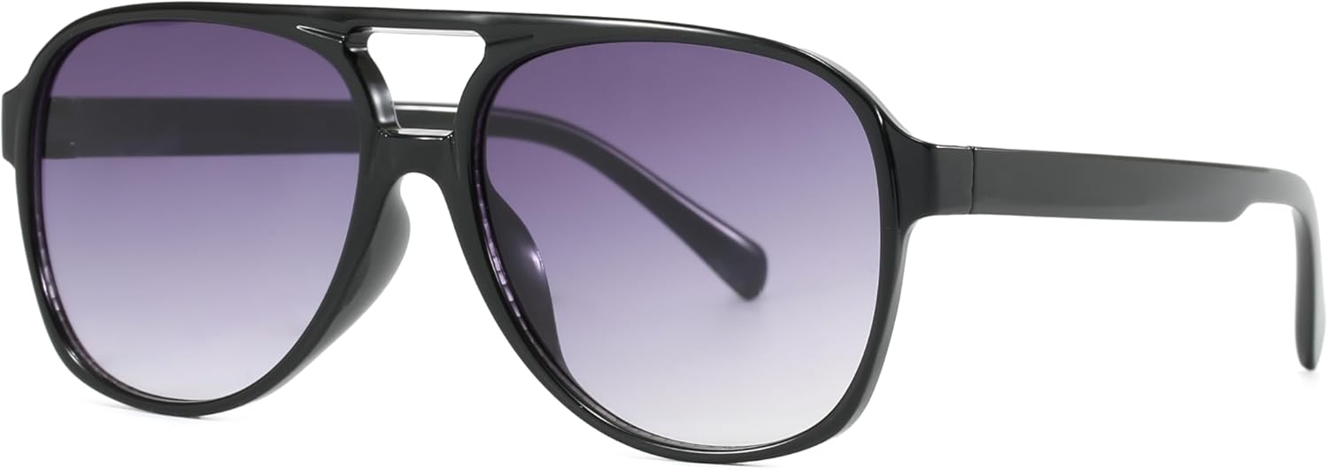 

Оптовая продажа 100 ретро-солнцезащитных очков-авиаторов — комплект для перепродажи. Большая оправа, классический стиль 70-х, защита от УФ-излучения UV400 ENSARJOE, 1pc-black/Purple Grey