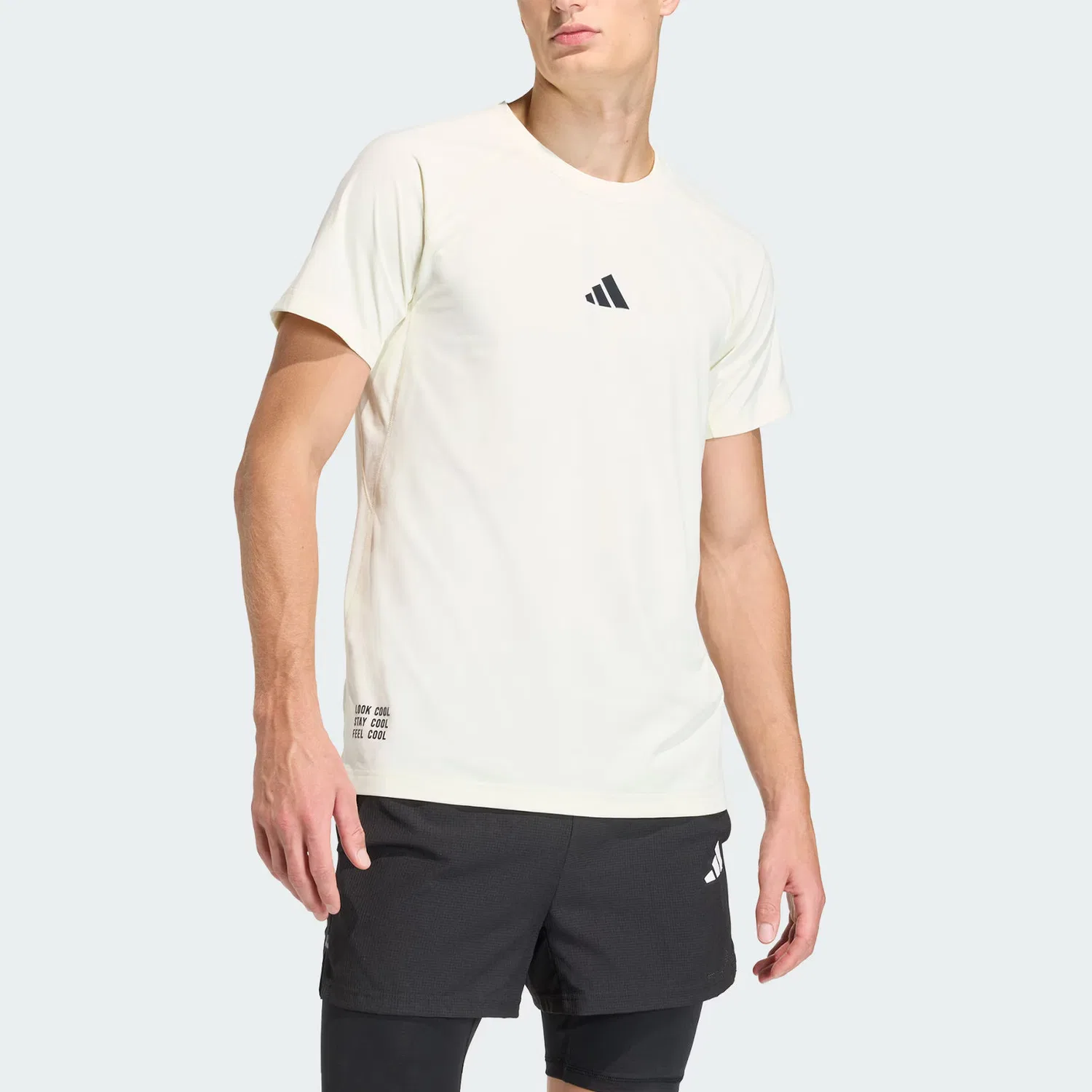Мужская тренировочная футболка Quick Dry Adidas, Ivory White — фото 3