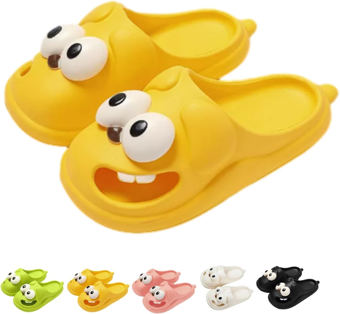 

Тапочки-целуйки для женщин и мужчин, зимние пушистые теплые милые тапочки с мультяшной собакой с большими глазами, уютные тапочки для дома с нескользящей подошвой Generic, желтый