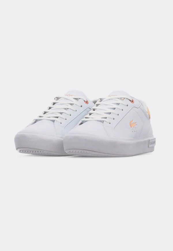 Детские кроссовки powercourt blush laces Lacoste, White/Light Pink — фото 3