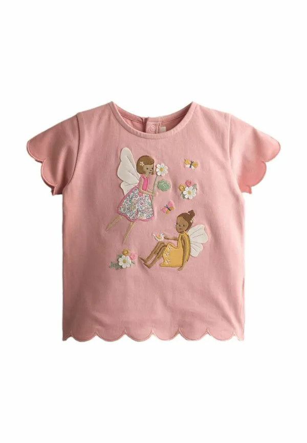 Футболка прямого кроя с аппликацией в виде феи. Jojo Maman Bébé, Light Pink