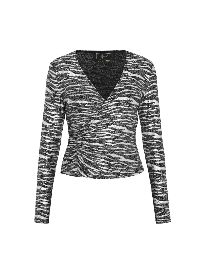 

Женская блузка серебристого цвета с разноцветными вставками faina