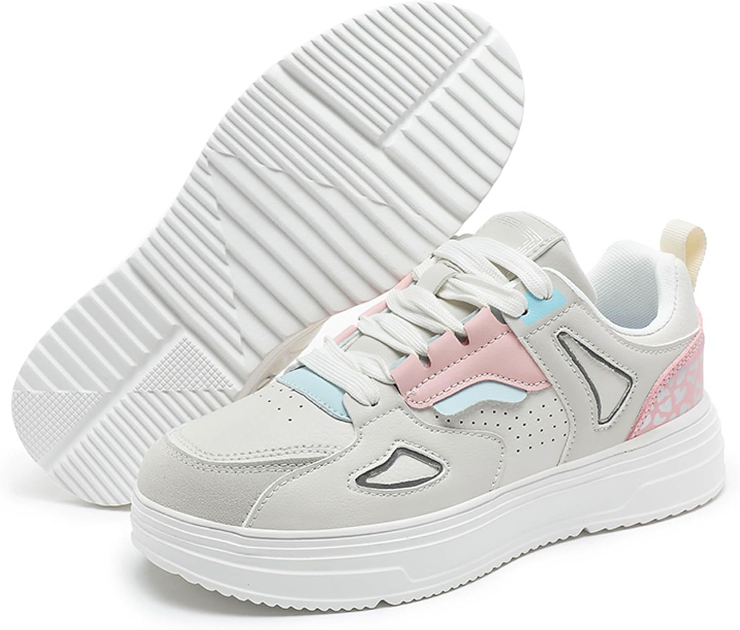 

Мужские и женские шнуровочные модные легкие повседневные кроссовки для скейтбординга, тенниса и баскетбола Wurmiuhd, розовый