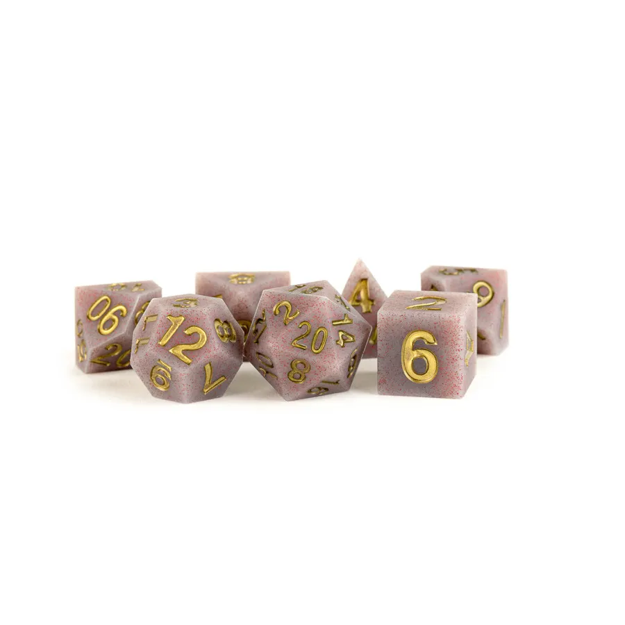 

Набор резиновых кубиков — вулканическая сажа с золотом (7), Silicone Rubber Dice (Metallic Dice Games)