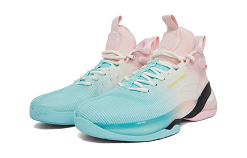 Детские баскетбольные кроссовки GS High-top светло-голубые/цвет слоновой кости белые/абрикосовый Pollen Anta Kids — фото 3