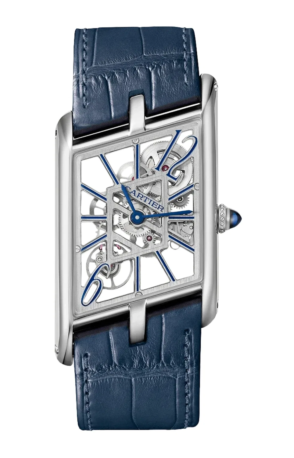 TANK ASYMÉTRIQUE, платина, скелетонированные, ручной завод - WHTA0012 CARTIER, черный