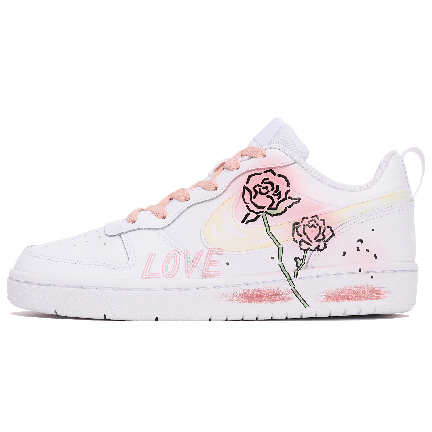 

Кроссовки Nike Court Borough Skateboard Shoes Women's Low-Top Pink/White, белый