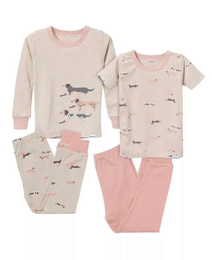 

Пижамный комплект для девочек, 4 предмета Gerber, коричневый