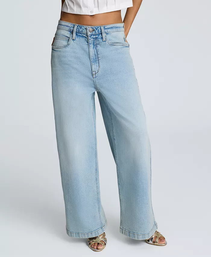 

Женские джинсы с завышенной талией и расклешенными штанинами Kenneth Cole, синий