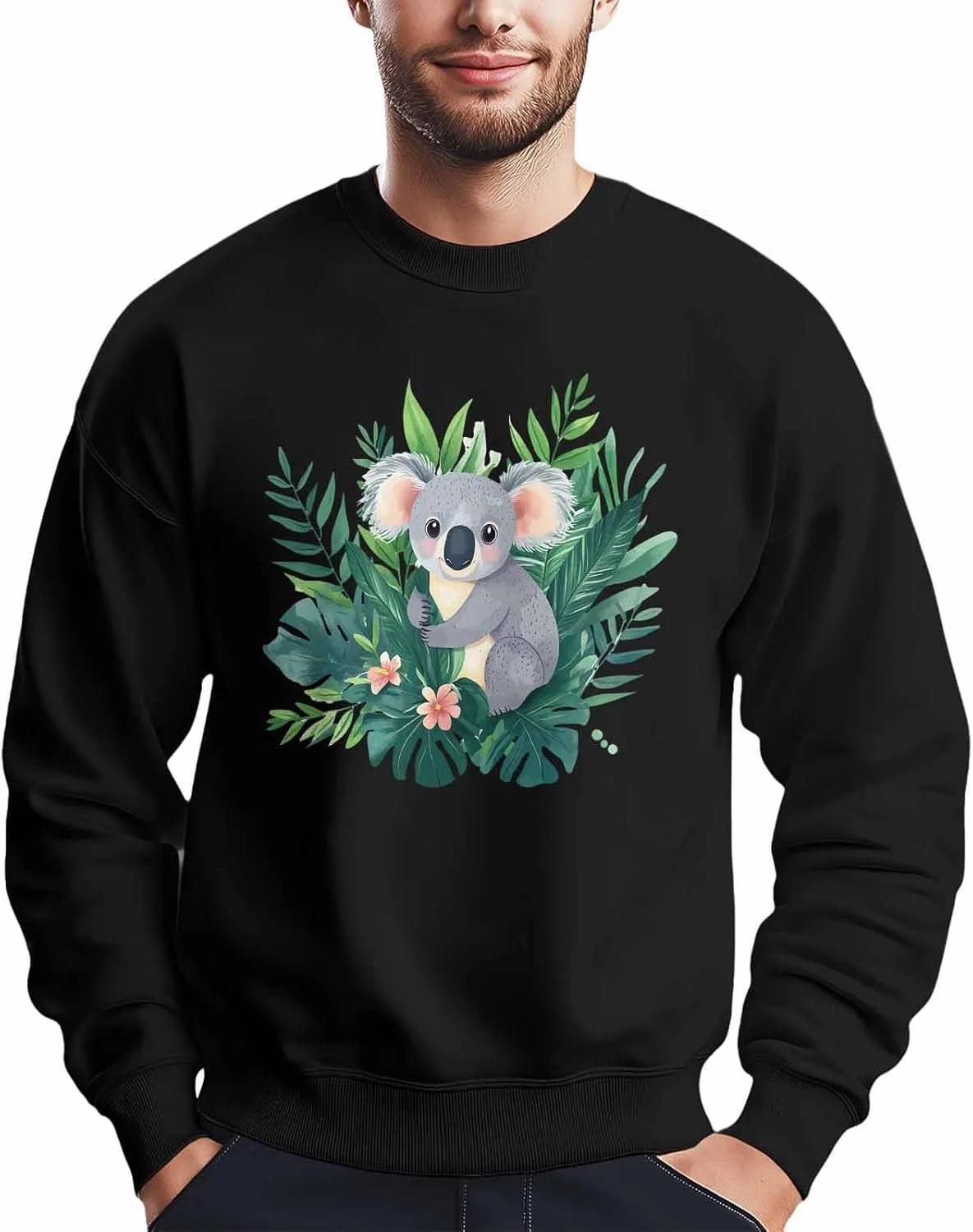 

Мужской свитшот с принтом тропическое растение коала, лонгслив Winvebermior