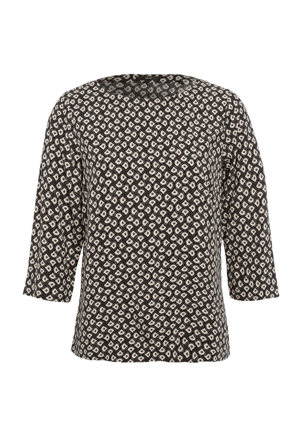 

Блузка-рубашка, рукав 3/4, вырез «лодочка», женская Zero, цвет 9812 Blackcream