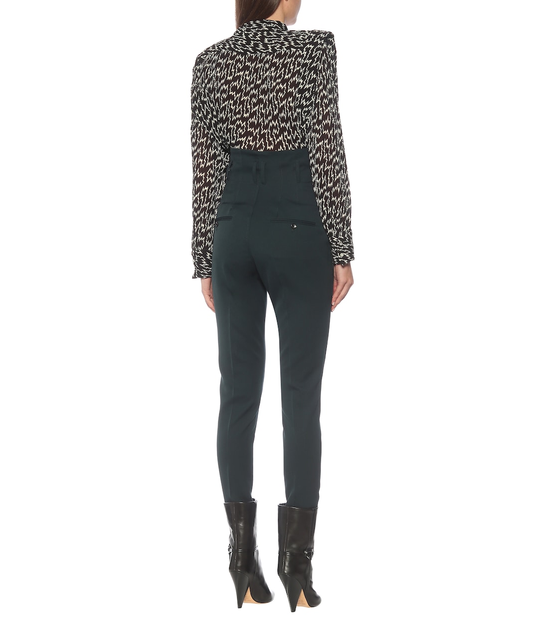 Шерстяные брюки Padme с высокой талией Isabel Marant, Dark Green — фото 3