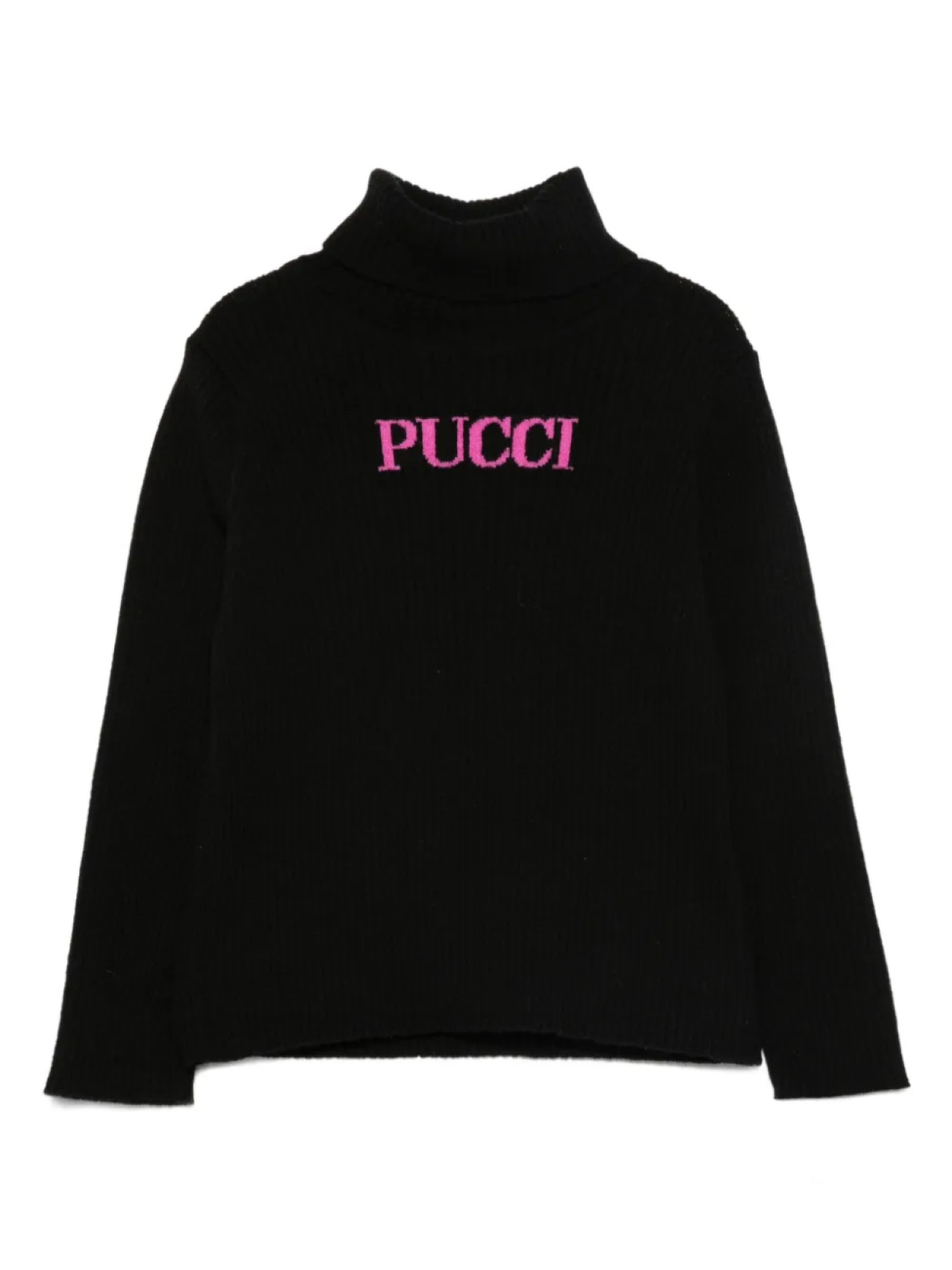 

PUCCI Junior ребристый свитер с высоким воротом, черный