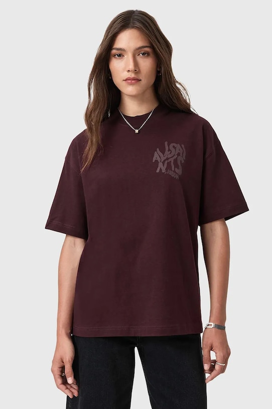 

Хлопковая футболка Allsaints, коричневый