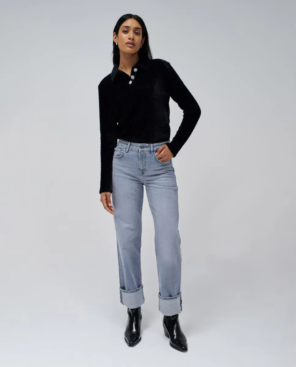 

Женская толстовка в стиле поло с пуговицами-жемчужинами Salsa Jeans, черный